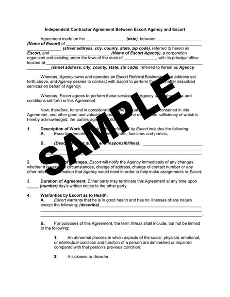 escort templates|Escort Agency Contract Template PDF Form .